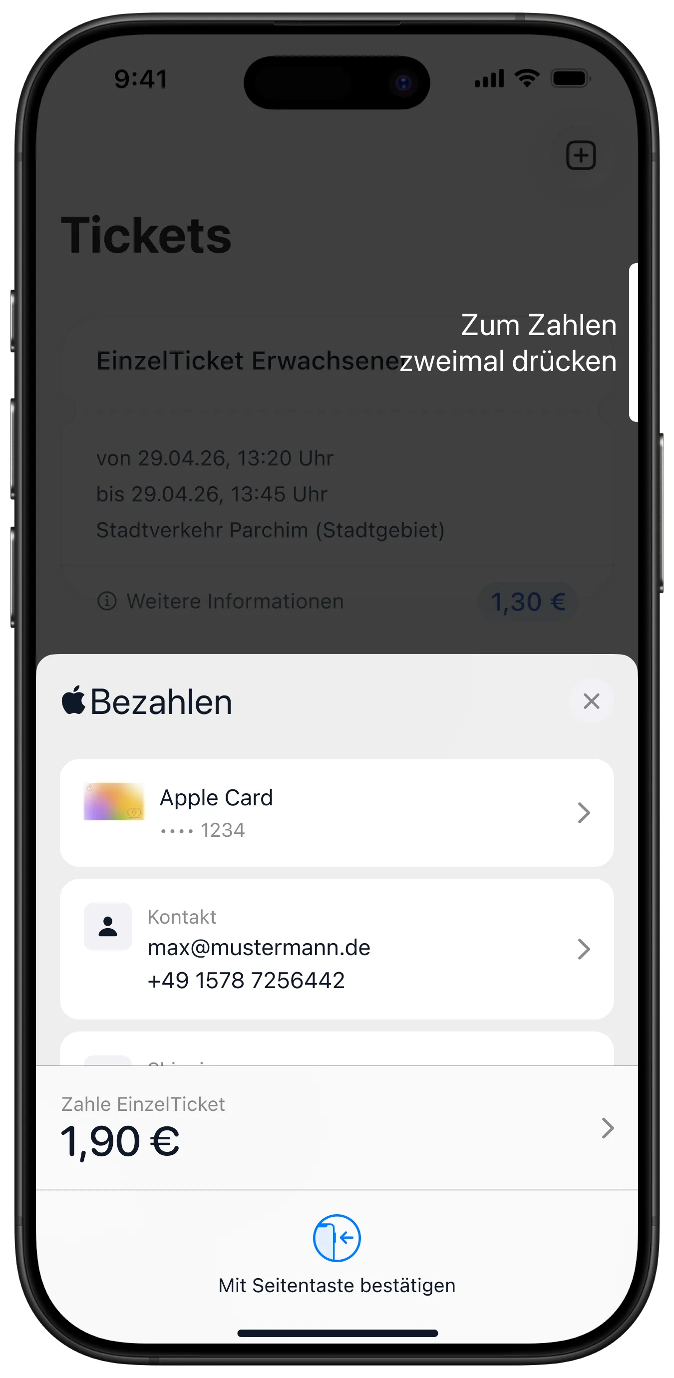 Bezahlen mit Apple Pay in nevo move
