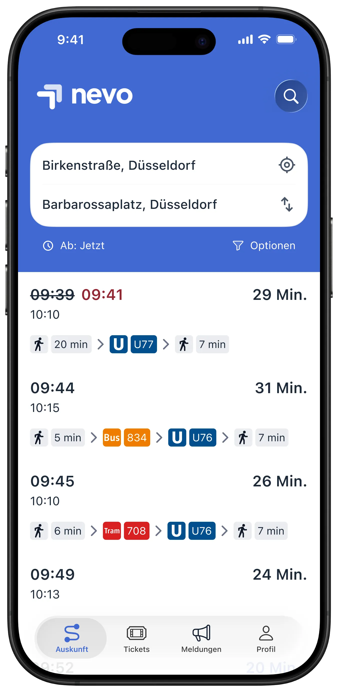 Reiter Auskunft mit Verbindungssuche in nevo move